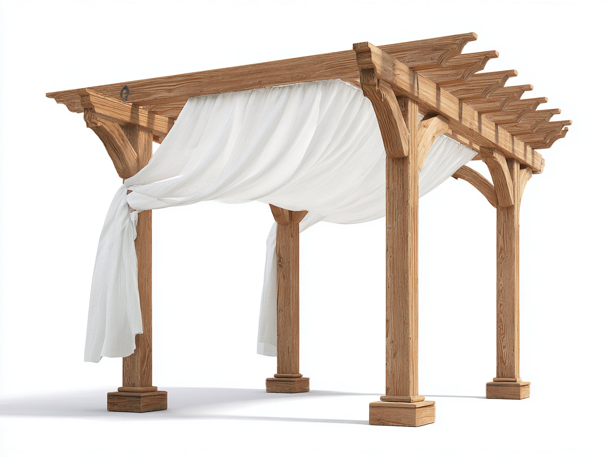 Pérgola de jardín de madera 280x240x228 cm natural - diseño elegante con toldo blanco