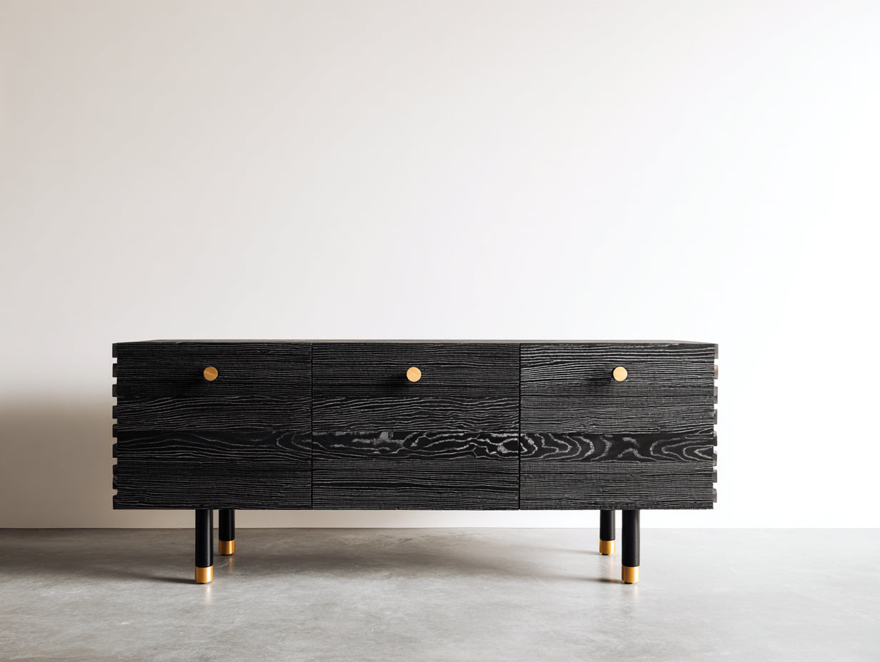 Mueble recibidor de madera 170x42x72 cm - negro - aparador con puertas para entrada