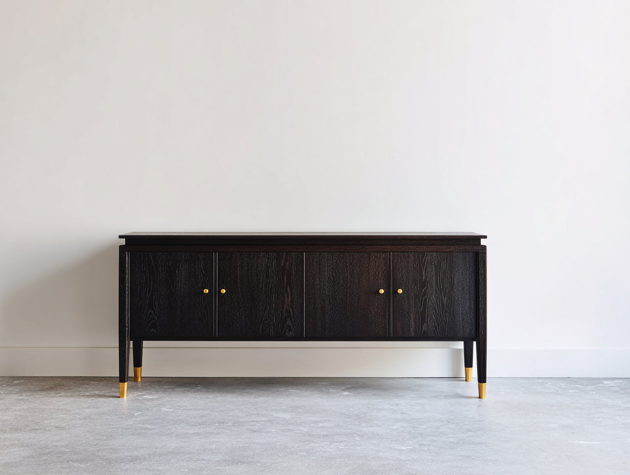 Mueble recibidor madera 165x42x80 cm - negro - estilo moderno con 4 puertas
