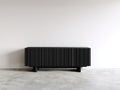 Mueble recibidor de madera 160x42x62 cm negro - diseño moderno con puertas acanaladas