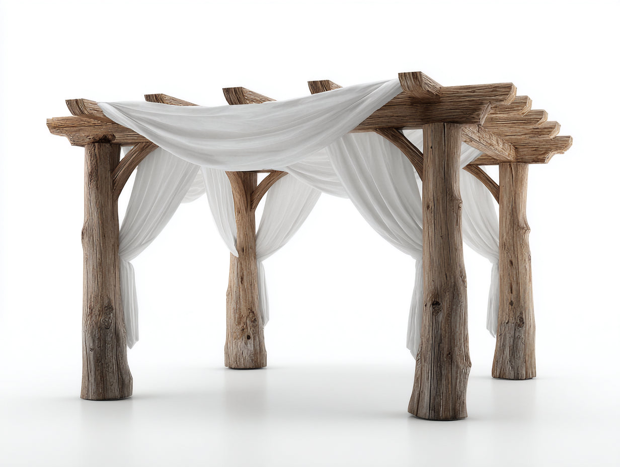 Pérgola de jardín de madera 330x260x245 cm - natural-blanco - diseño rústico para exterior