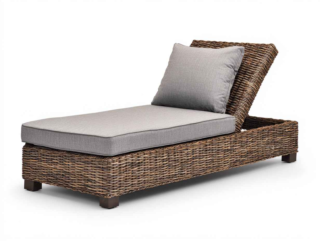 Tumbonas de ratán 195x70x82 cm marrón y gris - diseño reclinable para jardín