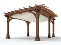 Pérgola de jardín de madera 320x260x235 cm marrón - diseño rústico con toldo blanco
