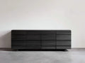 Mueble recibidor de madera 180x42x76 cm - negro - diseño moderno acanalado para entrada