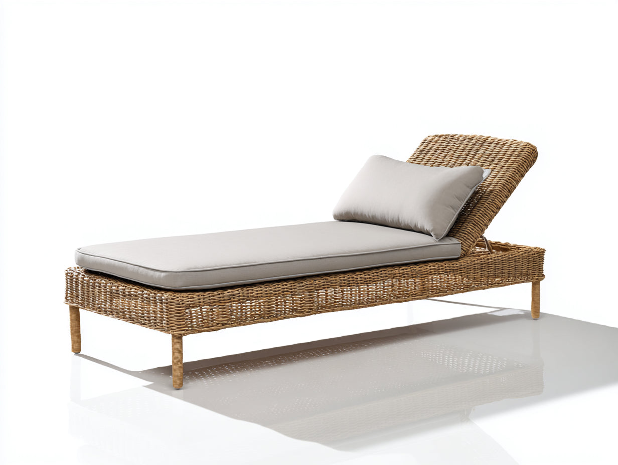 Tumbonas de ratán 198x72x84 cm beige y crema - diseño ajustable para jardín