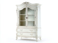 Estanterías de madera y vidrio 110x45x200 cm - blanco envejecido - diseño clásico con 2 puertas y 2 cajones