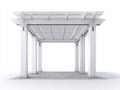 Pérgola de jardín de madera 400x300x260 cm - blanco y gris - diseño moderno con techo de lamas
