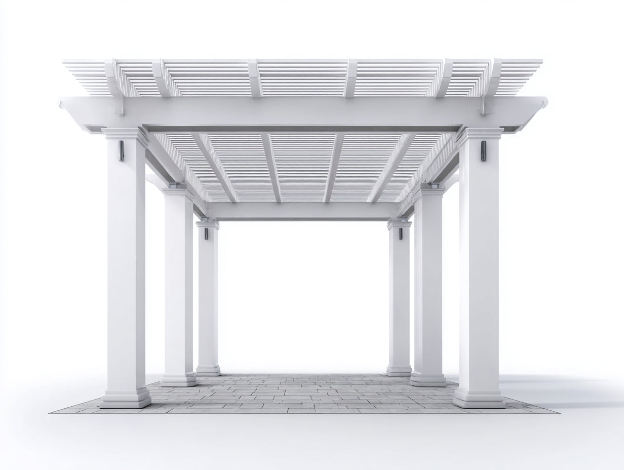 Pérgola de jardín de madera 400x300x260 cm - blanco y gris - diseño moderno con techo de lamas
