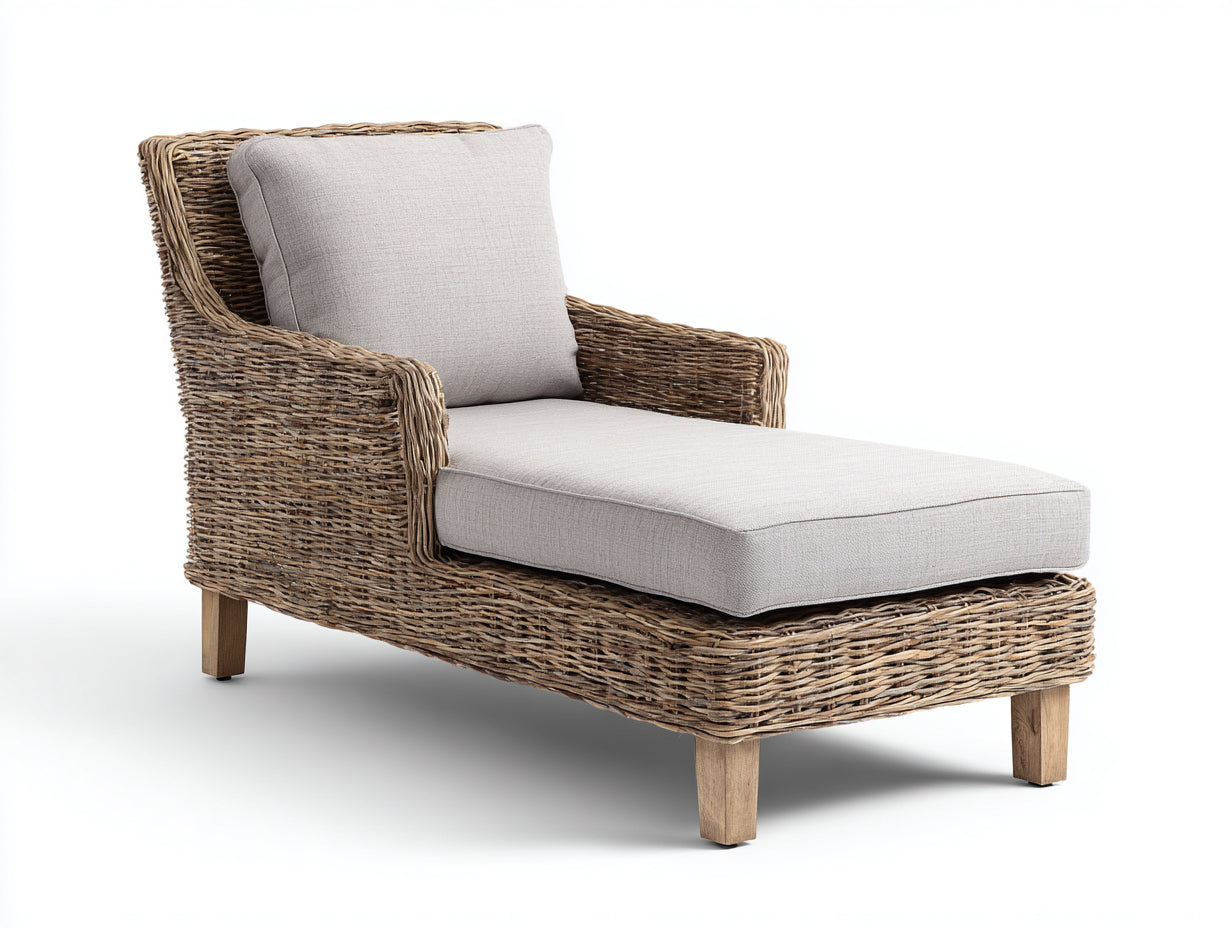 Tumbonas de ratán 185x76x88 cm beige y crema - diseño reclinable con reposabrazos