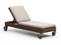 Tumbonas de ratán 195x68x82 cm - marrón-beige - diseño reclinable con ruedas para jardín