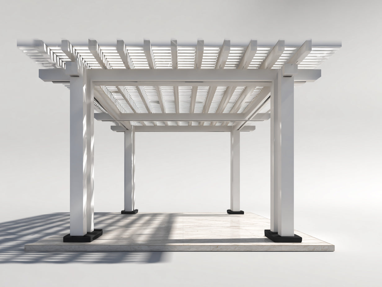 Pérgola de jardín de metal 300x300x260 cm - blanco - diseño abierto con techo de lamas para exterior