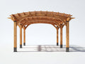 Pérgola de jardín de madera 420x320x270 cm - madera natural - diseño arqueado con techo abierto para exterior