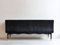 Mueble recibidor de madera 185x42x80 cm - negro - aparador con puertas acanaladas para entrada